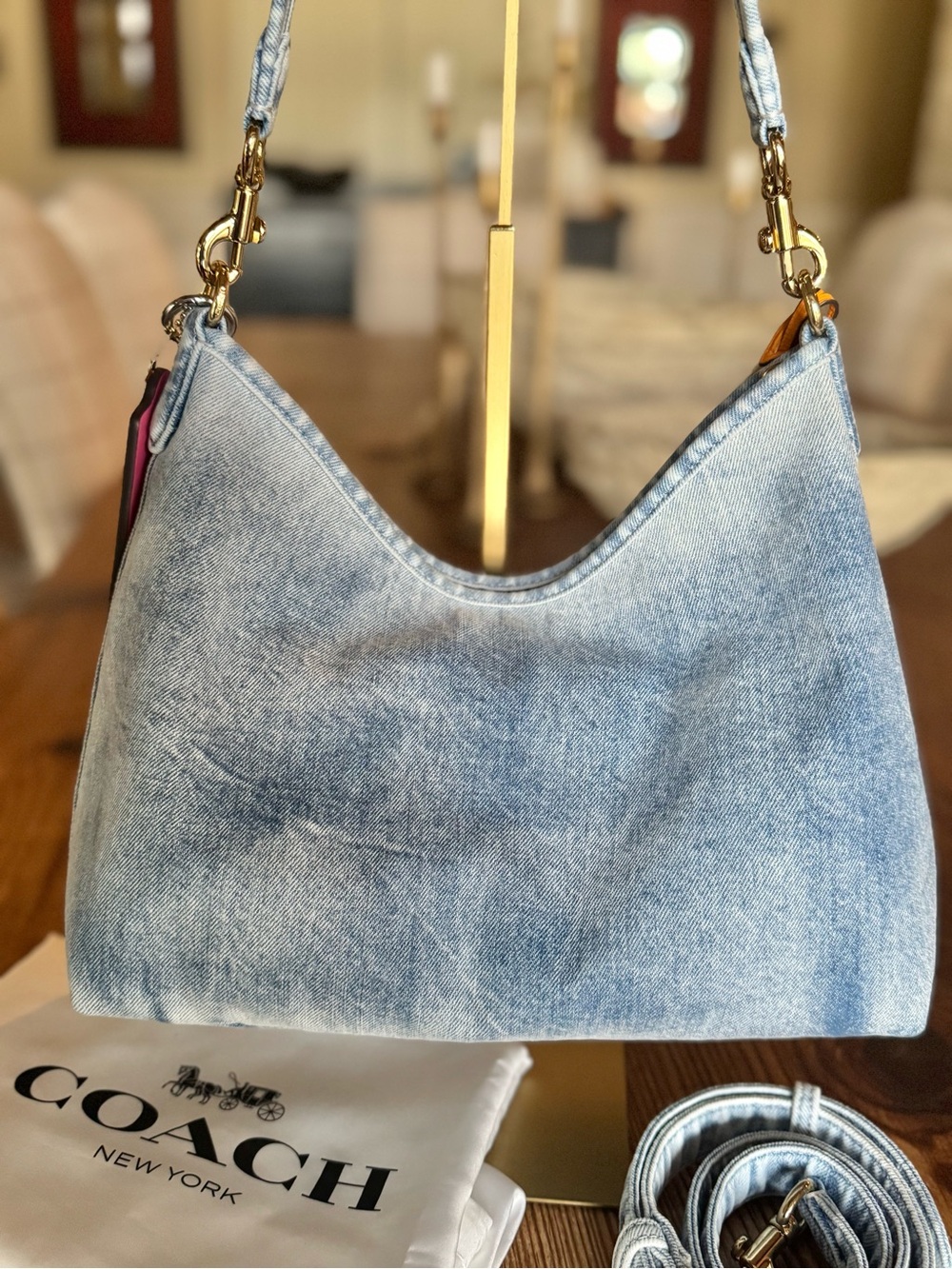 Coach Laurel bag in Loved Denim - Picture 3 of 9